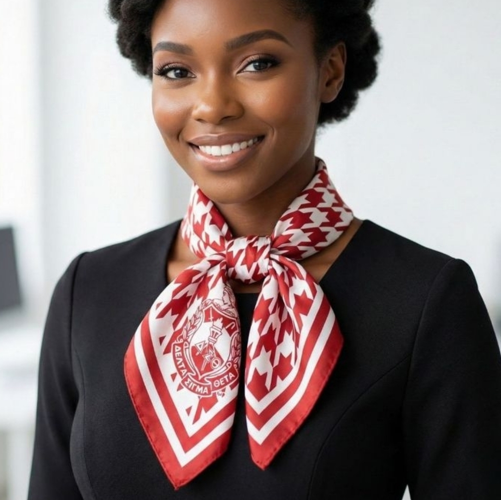 DST Red White Houndstooth Square Sorority Scarf